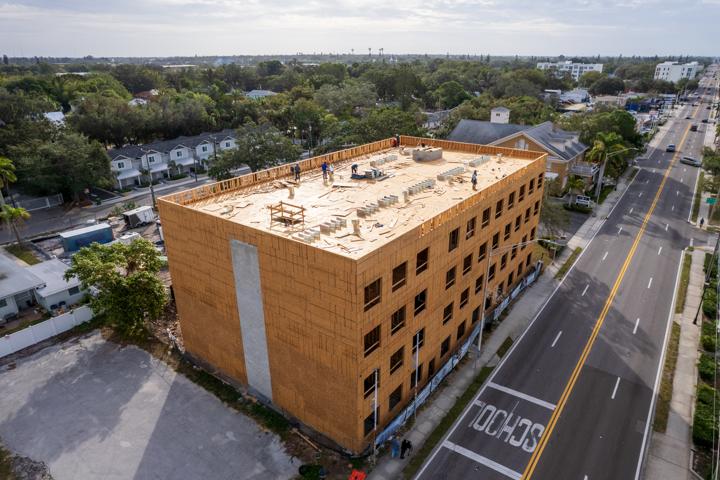 Bradenton Lofts during framing, downtown Bradenton